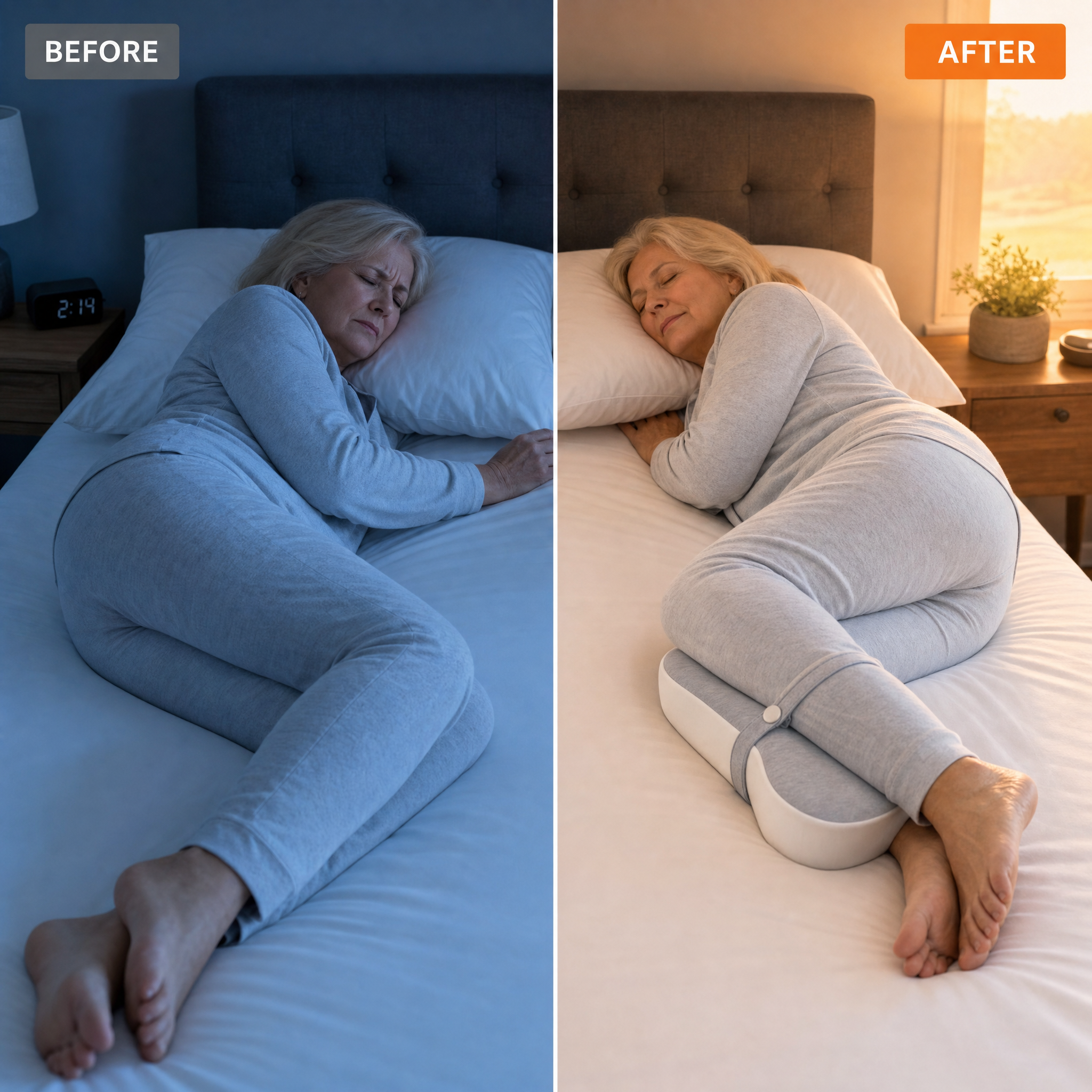 Before and after a night