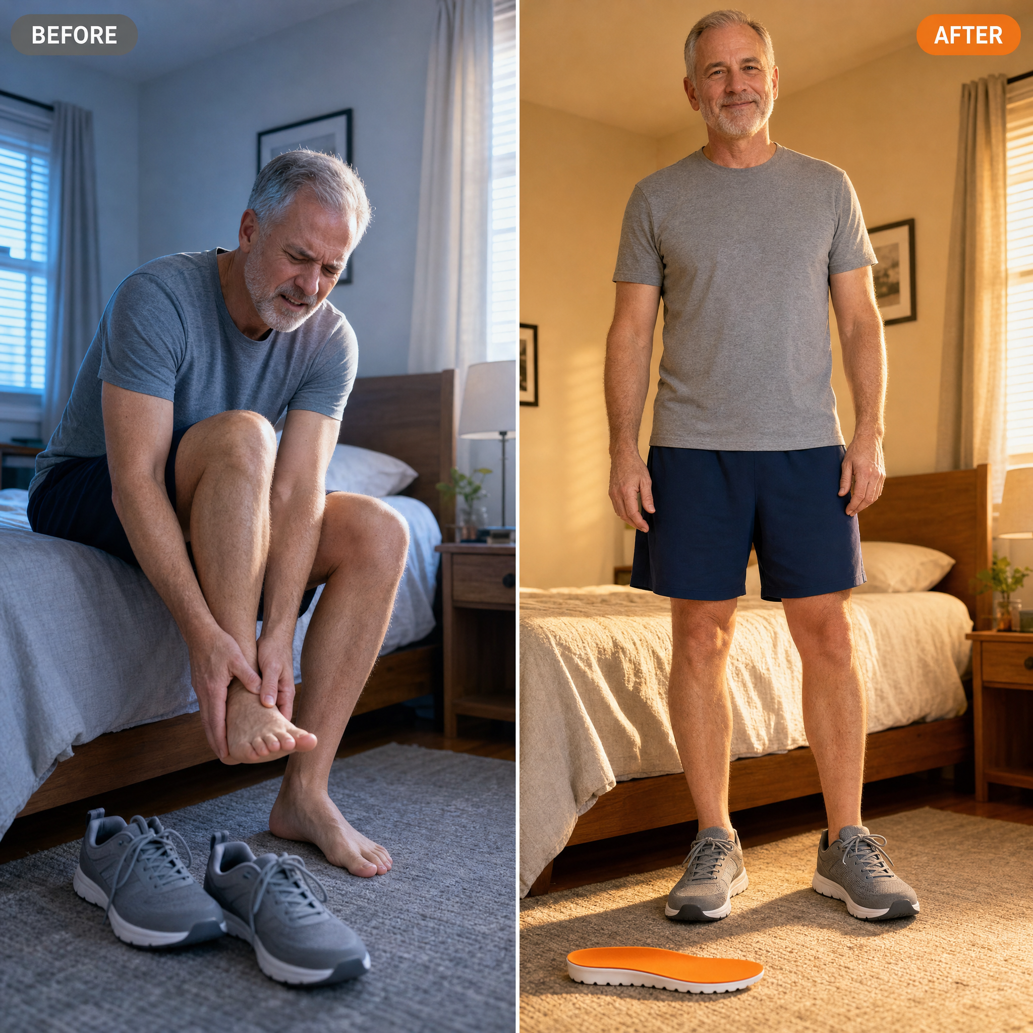 Before and after a day on your feet