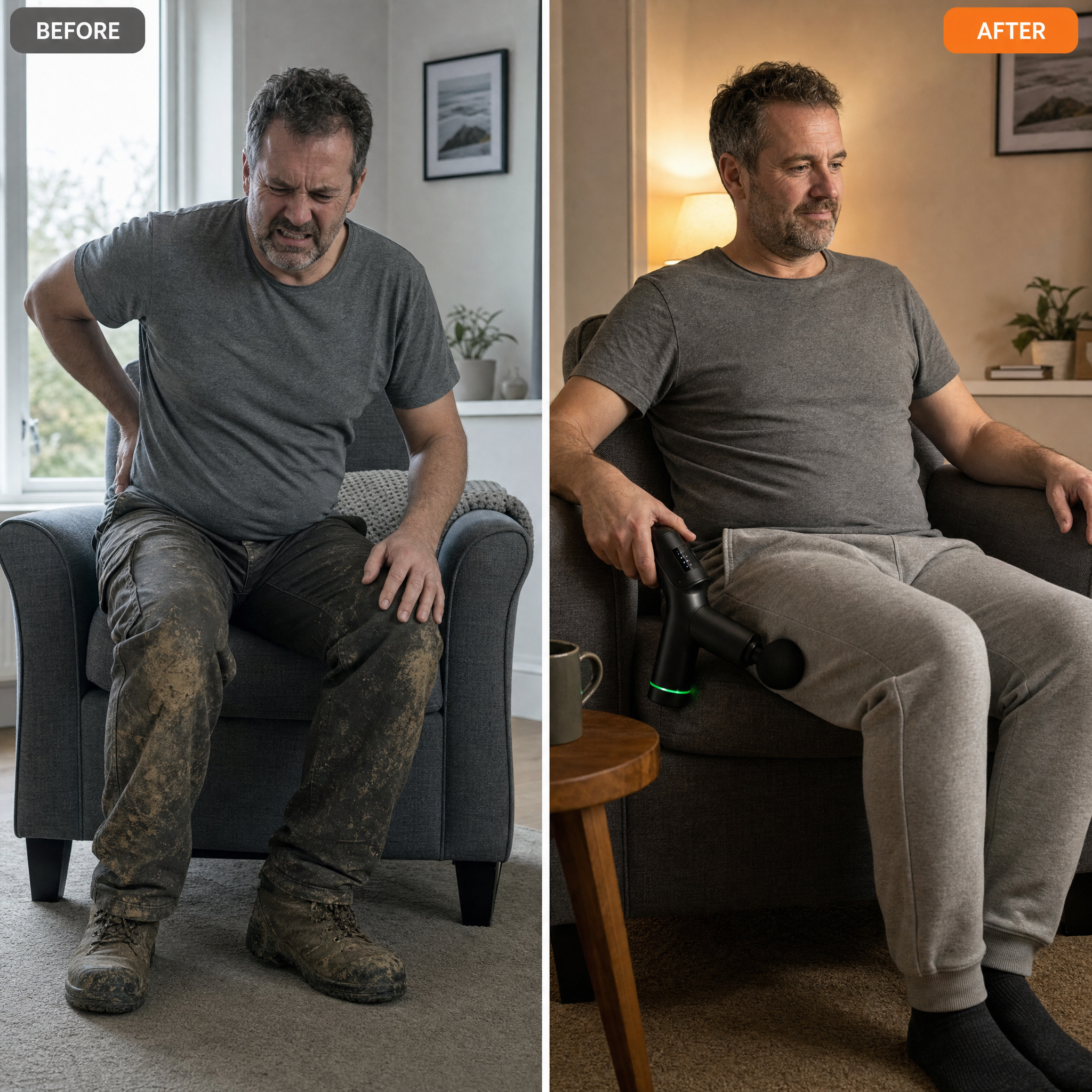 Before and after a day in the garden