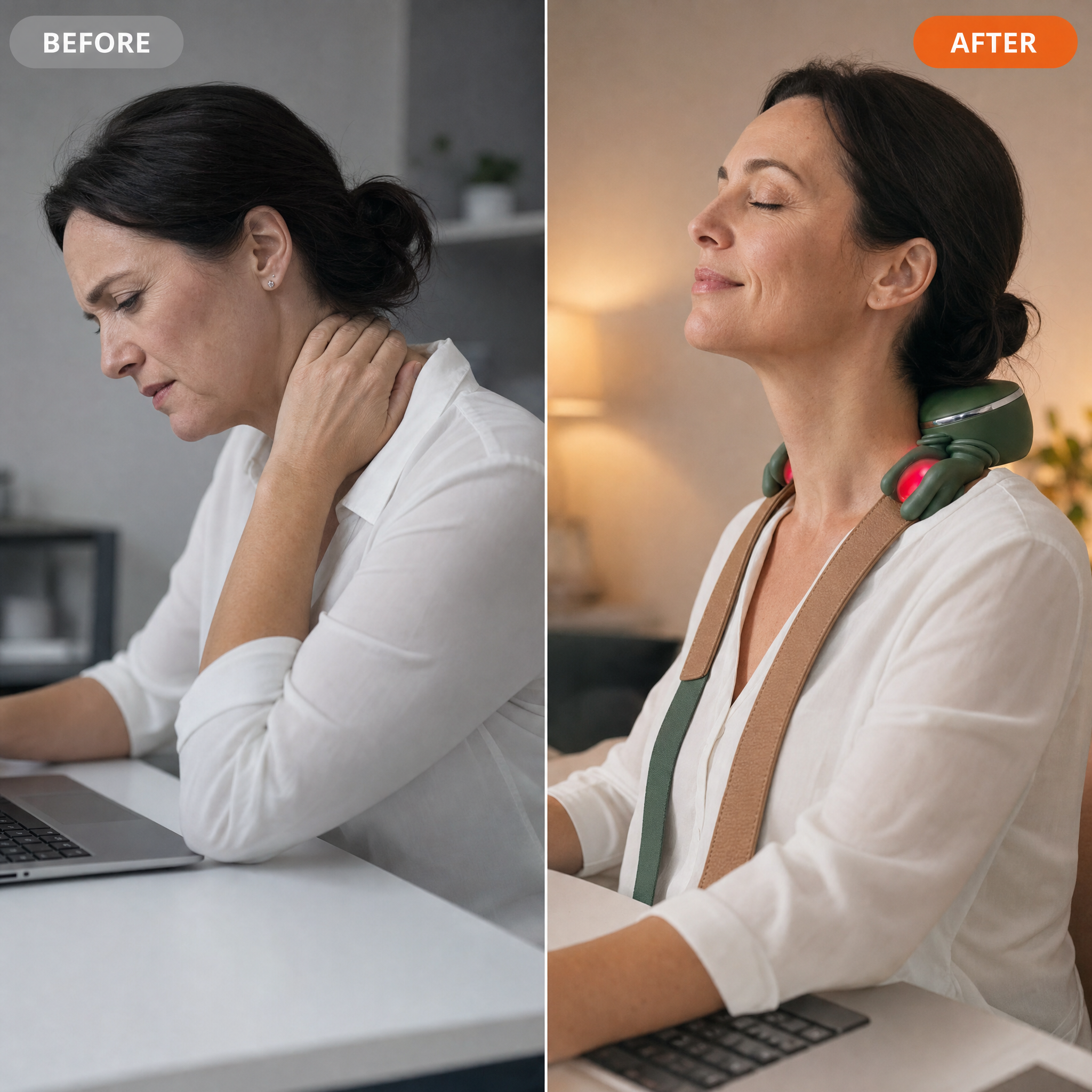 Before and after a day at the desk