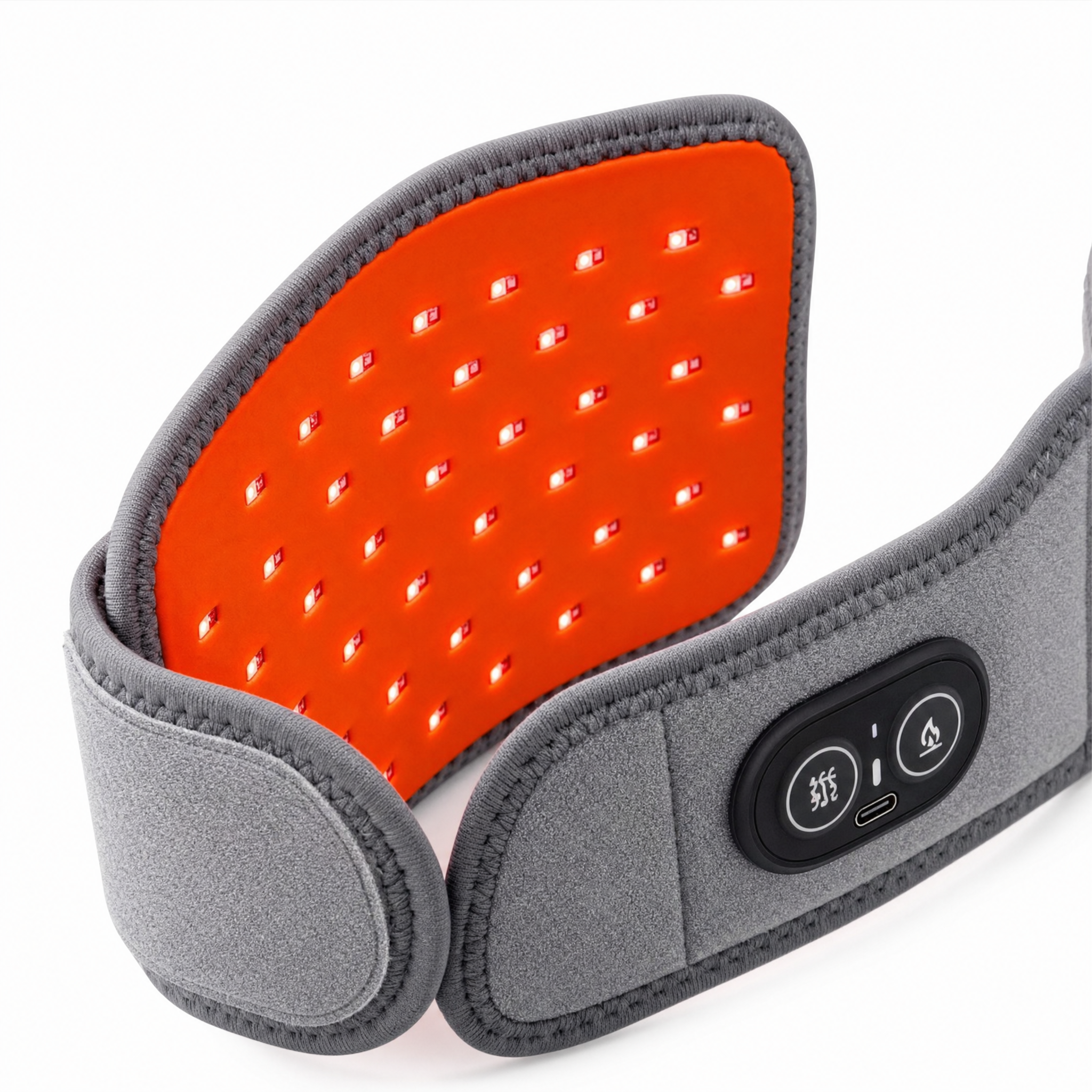 Flexible LED array, adjustable strap, one-button ten-minute timer